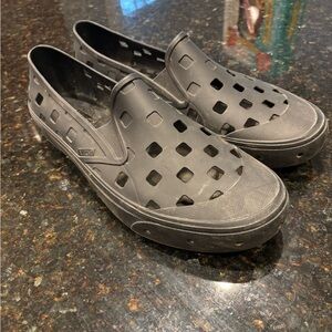 Vans Black Slip-On Rubber Shoes with Cut-Out Design